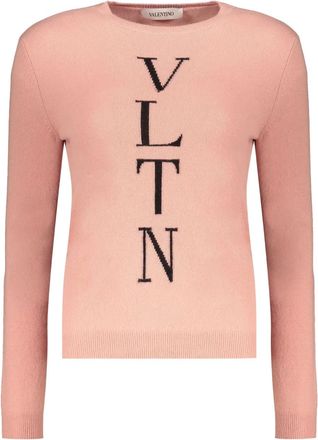 Valentino Garavani Intarsia gebreide trui met logo - Roze