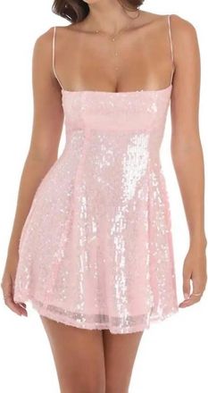 Lucy in the Sky Womens Doll Baby Sequin Mini Dress In Iridescent Pink