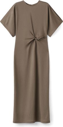 Mango Gathered Midi Dress in Light/Pastel Brown at Nordstrom, Size 4