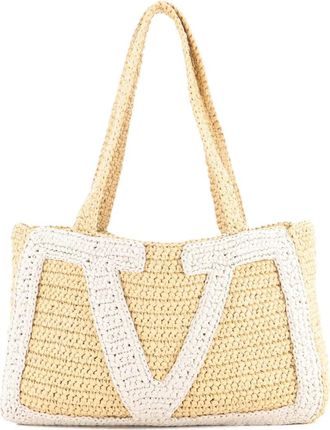 Valentino Garavani Superstar Shopping Raffia Medium tote bag - Beige