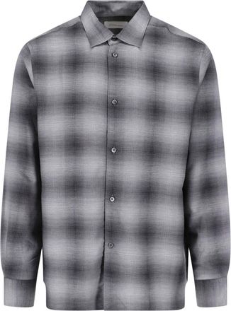 Berner K&uuml;hl Checkered Grey Cotton Shirt with Relaxed Silhouette
