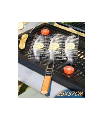 Trade Shop Trade Shop - Parrilla Doble 25x37cm Antiadherente Parrilla Rejilla Pescado Carne