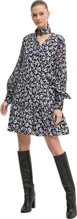 Diane Von F&uuml;rstenberg Tie-neck Floral-print Dress - Dames - Korte kleedjes - Veelkleurig - M - Kleedjes