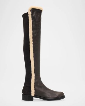 Stuart Weitzman 5050 Cozy Gisele Faux-Shearling Leather Over-the-Knee Boots