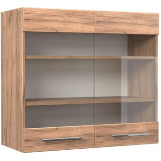 Vicco Armario de cocina con vidrio Fame-Line, Roble dorado, 80 cm, Vicco