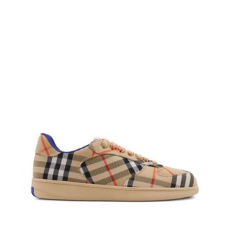 Burberry Schoenen, Heren, Beige, 42 1/2 EU, Leer, Check Terrace Sneakers