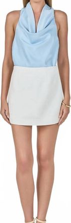English Factory Swing Neck With Strap Details Top In Blue