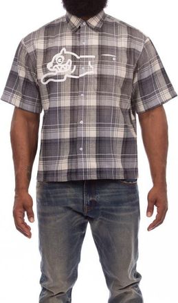 Icecream Snow Cone Plaid Short Sleeve Button-Up Shirt in Black at Nordstrom, Size Xx-Large