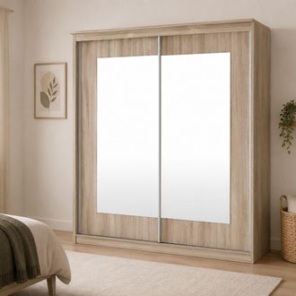 Dmora Guardarropa 2 Puertas Lesale, Armario Dormitorio, 5 Estantes, 2 Puertas, 180x195h Cm Roble Marr&oacute;n