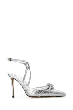 Mach & Mach Womens Silver Nappa Leather Pumps Scarpe Con Tacco