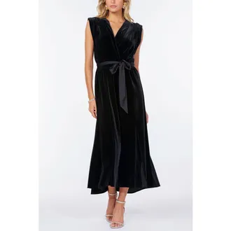 Bishop + Young Luxe Velvet Aeries Wrap Dress in Black at Nordstrom, Size Medium