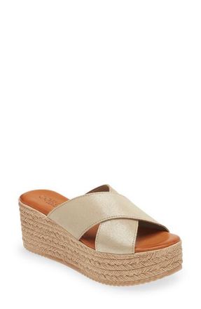 Cordani Bella Espadrille Wedge Sandal in Soft Gold Suede at Nordstrom, Size 4.5Us