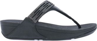 FitFlop Womens Fit Flop Lulu Lasercrystal Leather Toe-Post Sandals in Black