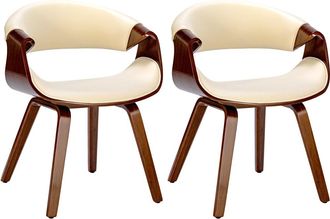 Clp Set de 2 sillas de comedor con asiento en simil cuero nogal/crema