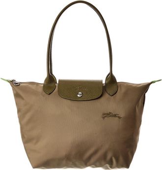 Longchamp Le Pliage Green Medium Canvas Long Handle Tote