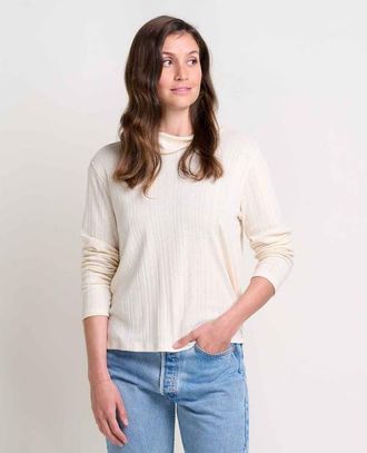 Toad & Co Foothill Pointelle Long Sleeve Turtleneck in Salt at Nordstrom, Size X-Small