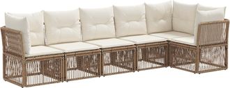 vidaXL Conjunto De Sof&aacute;s De Jard&iacute;n 6 Uds. Beige Rat&aacute;n Sint&eacute;tico Vidaxl