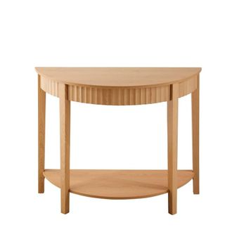 Calicosy Round Console Table With Wave Effect, 2 Tiers, H76 Cm - BOLOGNE in Light Brown