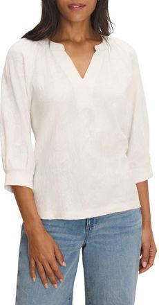 Nic+Zoe Lace Split Neck Top in Paper White at Nordstrom, Size Xx-Large