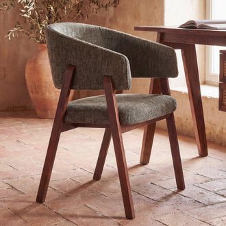 Maisons du monde Silla de comedor de contrachapado y caucho caqui 47 cm