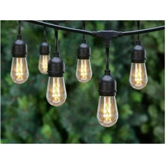 Trade Shop Trade Shop Traesio - Trade Shop - Catena Luminosa Da Esterno Modulare 10 Lampadine E27 Cavo 10 Metri Ip65 Nero