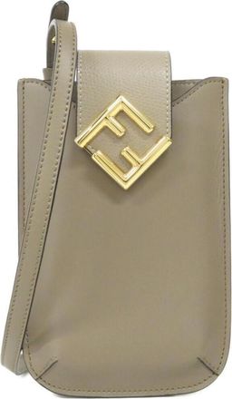 Fendi Beige Gray Leather Phone Wallet (Pre-Owned)