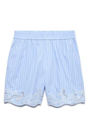M&S Collection Embroidery Stripe Shorts in Blue at Nordstrom, Size 16