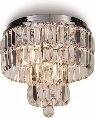 Searchlight Searchlight - Empire Plaf&oacute;n De 4 Luces, Cromo Y Cristal Transparente, Ip44