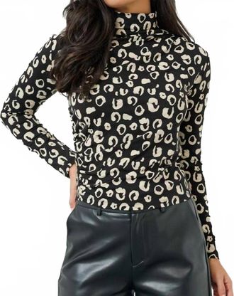 Esqualo Wilderness Mock Turtleneck Top In Black & Cream