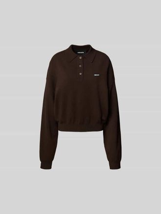 Rotate Oversized Sweatshirt mit Polokragen in Dunkelbraun, Gr&ouml;&szlig;e XL