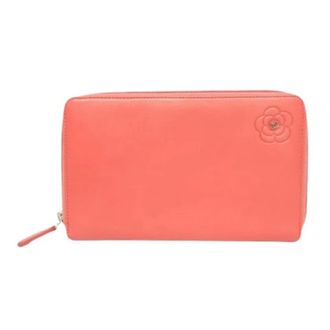 Chanel Pre-owned Wallets, female, Pink, Size: ONE SIZE Pre-owned Camellia Zip Around Organizer