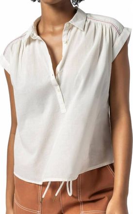 Lilla P Easy Yoke Blouse In Ecru
