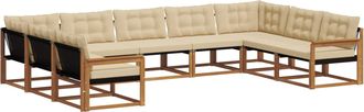 vidaXL Conjunto De Sof&aacute;s De Exterior 9 Uds. Natural Y Beige Vidaxl