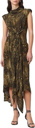 AllSaints Persia Knotted Asymmetric Dress in Blixa Khaki Green at Nordstrom, Size 10