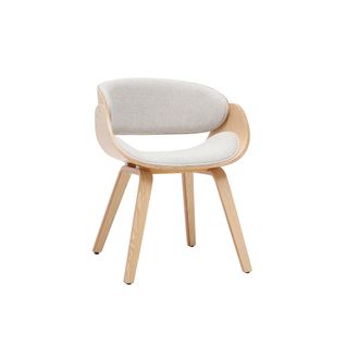 Miliboo Silla De Dise&ntilde;o En Tejido Efecto Terciopelo Texturizado Beige Y Madera Clara Bent