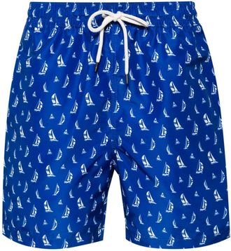 Polo Ralph Lauren Traveler boat-print swim shorts - men - Recycled Polyester/Recycled Polyester - S - Blue