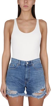 Stella McCartney White Solid Scoop Neck Top
