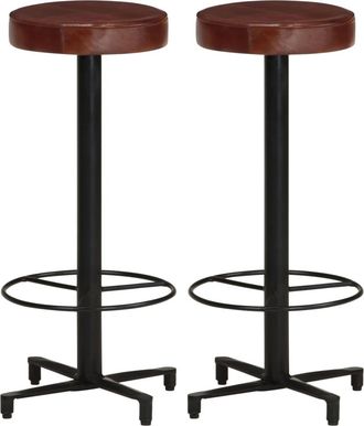 vidaXL Taburetes De Barra De Cocina 2 Unidades Cuero Aut&eacute;ntico 76 Cm Vidaxl