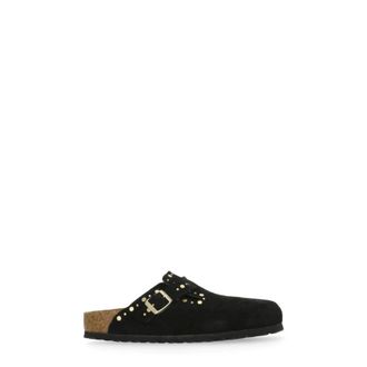 Birkenstock Boston Rivet Narrow Fit - Dames - Slip ons - Zwart - 36 EU - Leer - Schoenen