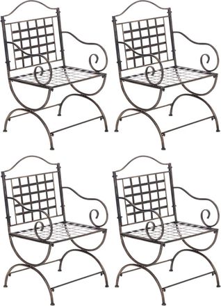 Clp Set 4 sillas de exterior con reposabrazos en Metal Bronce