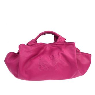 Loewe Anagram Logo Nappa Aire Hand Leather Pink Leather Handbag (Pre-Owned)