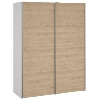 Dmora Dmora - Guardaroba 2 ante Elvire, Mobile camera da letto, Cabina armadio portabiti, Armadio appendiabiti, 150x61 h200 cm, Bianco e Rovere