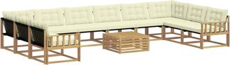 vidaXL Conjunto De Sof&aacute;s De Exterior 11 Uds. Blanco Y Crema Vidaxl