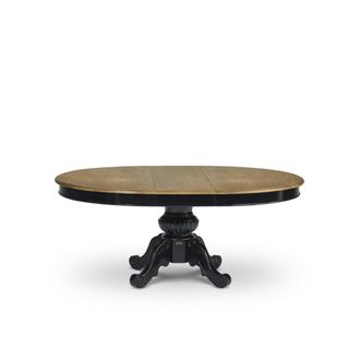 Robin des Bois Mesa ovalada de roble con 1 extensi&oacute;n para 6/8 cubiertos negra