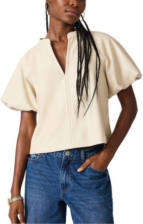 Steve Madden Cecila Faux Leather Top in Bone at Nordstrom, Size X-Large