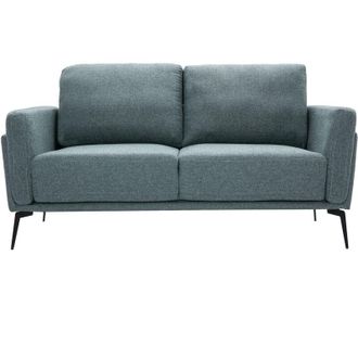 Miliboo Divano design 2 posti in tessuto effetto velluto testurizzato grigio-verde e metallo nero MOSCO