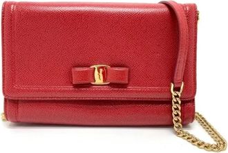 Ferragamo Tweedehands leren schoudertassen - Dames - Vintage Schoudertas - Rood - ONE Size - Leer - Vintage
