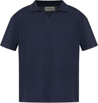 Officine Générale Polo in cotone con ricamo logo - Blu