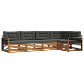vidaXL Conjunto De Sof&aacute;s De Exterior 5 Pcs Natural Y Antracita Vidaxl