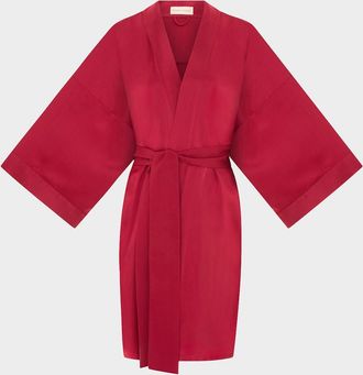 Olivia Von Halle Mimi Silk Satin Kimono Robe
